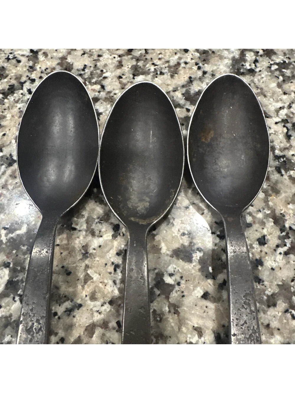 Hammered Steel Rivet Flatware 3 Spoons Jefferson Mack Rare Restoration Hardware